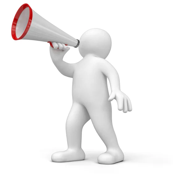 Talking on the megaphone man — Stock Photo, Image