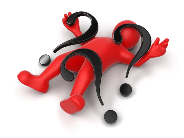 Stuck under a question mark — Stock Photo, Image