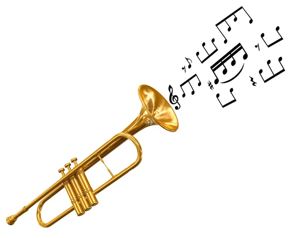 Trompeta con notas musicales — Foto de Stock