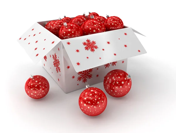 Χριστούγεννα μπάλες σε κουτί — Φωτογραφία Αρχείου