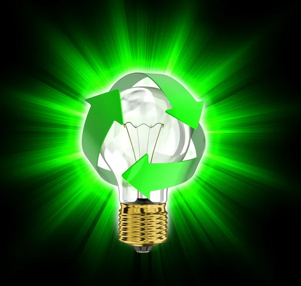 Light bulb with recycle symbol — Stock Photo, Image