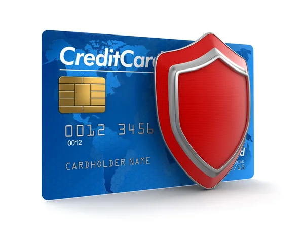 Кредитная карта и щит — стоковое фото
