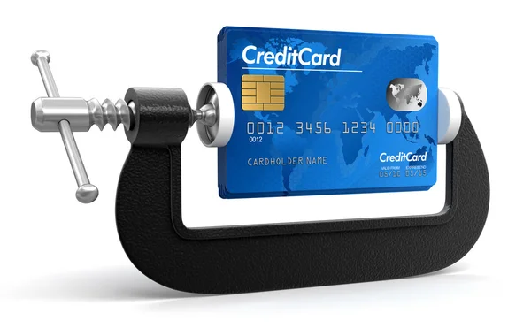 Кредитная карта в зажиме — стоковое фото