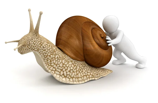 Man with snail — Stock Photo, Image