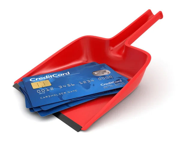 Dustpan e carte di credito — Foto Stock
