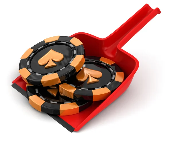 Casino Chips on dustpan — Stock Photo, Image