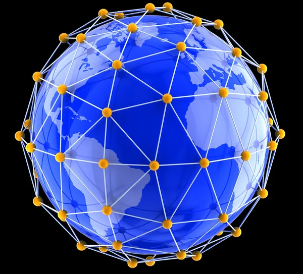 Netwerk op wereldbol — Stockfoto