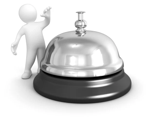 3d small character with a service bell — Stock Photo, Image