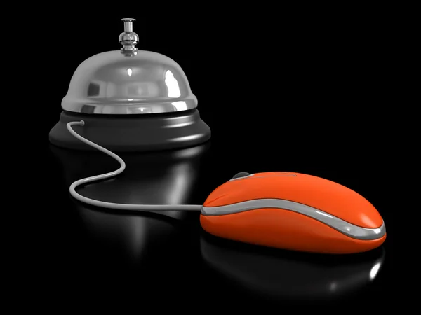 Cloche de service et souris informatique — Photo