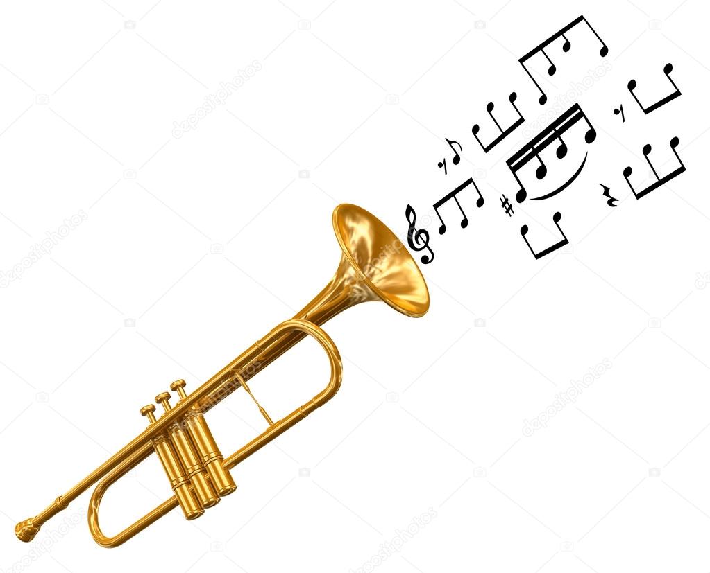 Trumpet with music notes