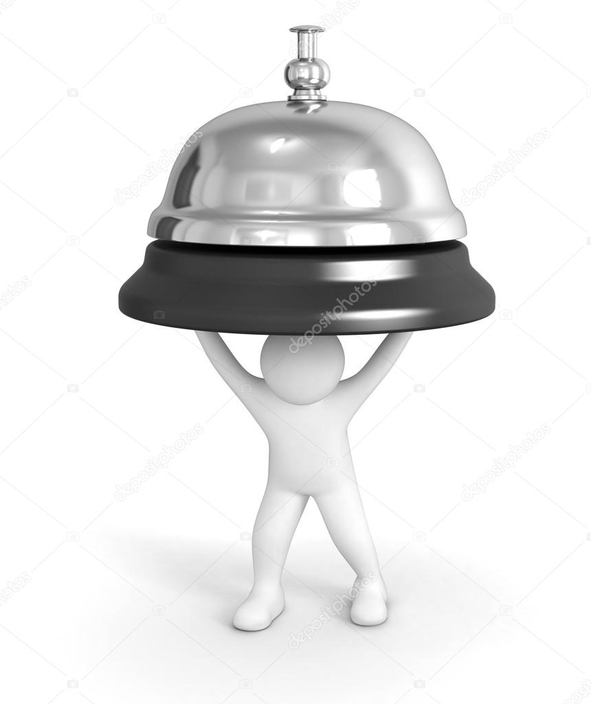 3d small character with a service bell