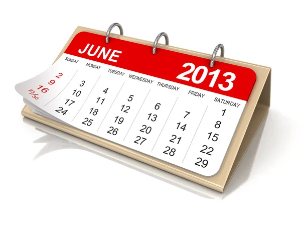 Kalender Juni 2013 — Stockfoto