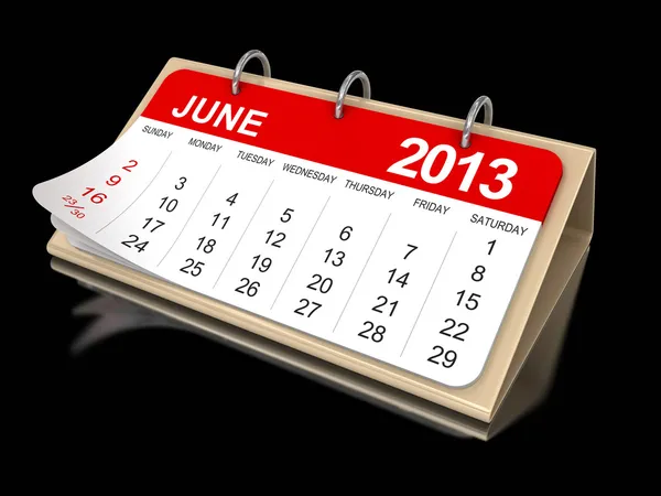Календарь июнь 2013 — стоковое фото