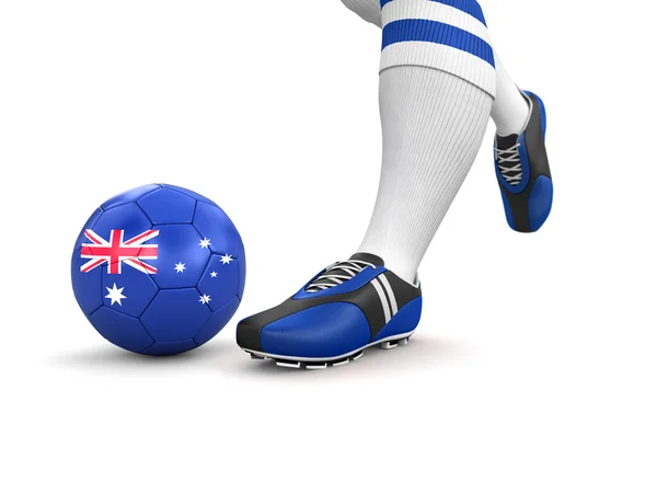 Ballon homme et football avec drapeau australien — Photo