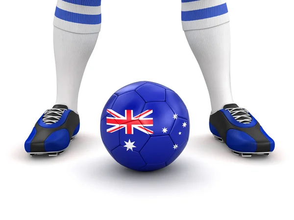 Ballon homme et football avec drapeau australien — Photo