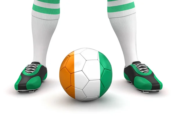 Man and soccer ball with Cote d'ivoire flag — Stock Photo, Image