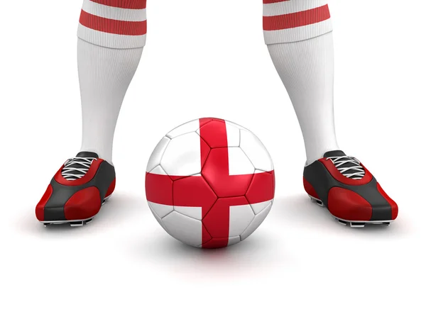 Man and soccer ball with English flag — Stock Photo, Image