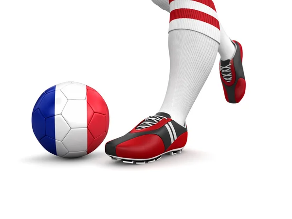 Man and soccer ball with French flag — Stock Photo, Image