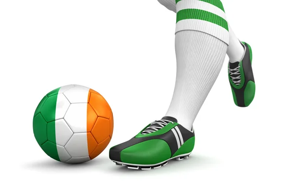 Man and soccer ball with Irish flag — Stock Photo, Image