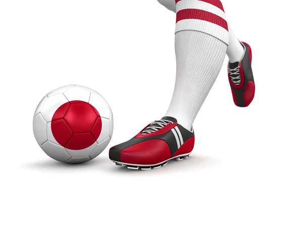 Man and soccer ball with Japanese flag — Stock Photo, Image