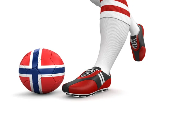 Man and soccer ball with Norwegian flag — Stock Photo, Image