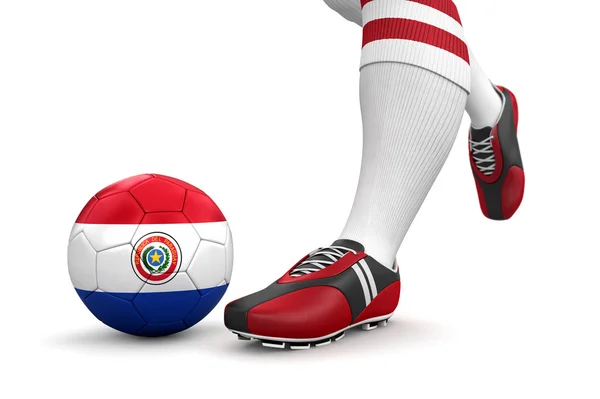 Man en voetbal bal met Paraguayaanse vlag — Stockfoto