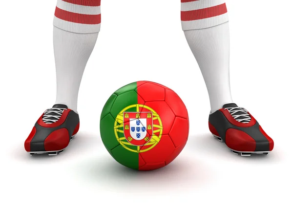 Pallone da calcio con bandiera portoghese — Foto Stock