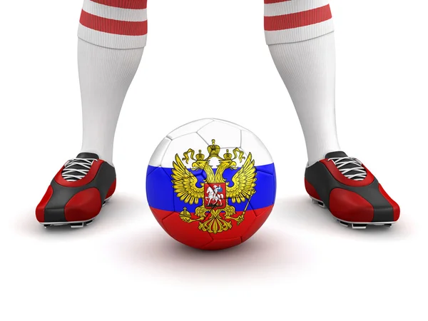 Ballon homme et football avec drapeau russe — Photo