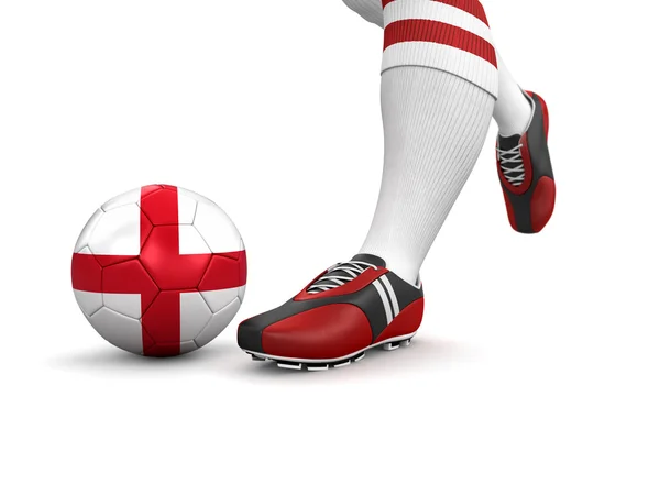 Man and soccer ball with English flag — Stock Photo, Image