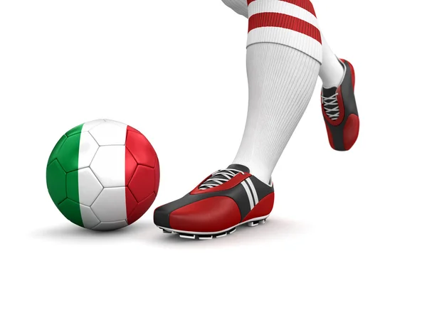 Man and soccer ball with Italian flag — Stock Photo, Image