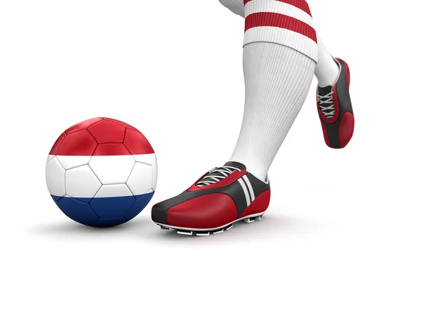 Mann und Fußball mit niederländischer Flagge — Stockfoto