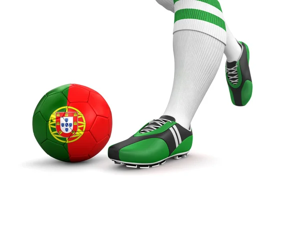 Fotbalový míč s Portugalská vlajka — Stock fotografie