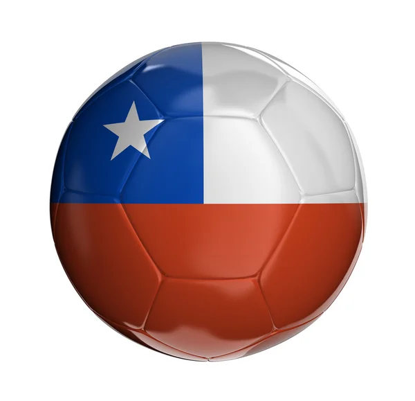 Bola de futebol com bandeira chilena — Fotografia de Stock