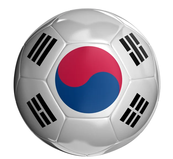 Fotboll med sydkoreanska flaggan — Stockfoto