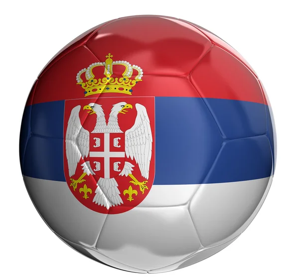 Футбольный мяч с сербским флагом — стоковое фото