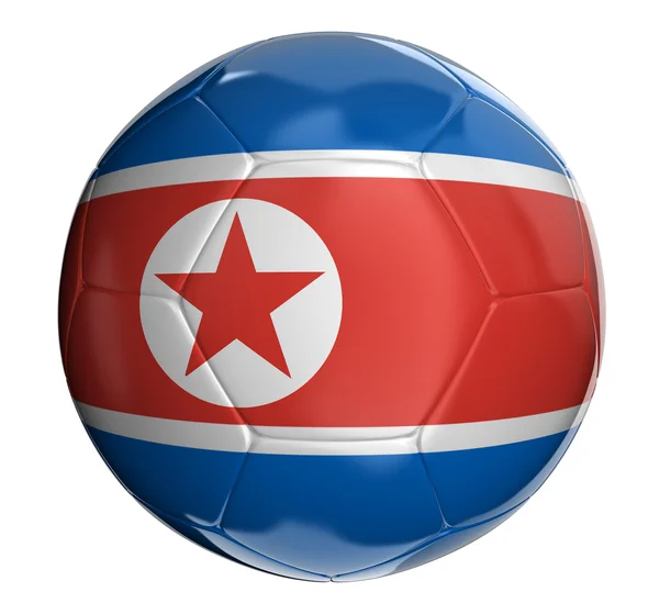 悬挂在足球上的朝鲜国旗 — 图库照片