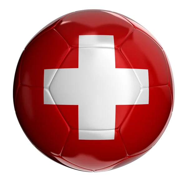 Soccer ball with Swiss flag — Stock Photo, Image