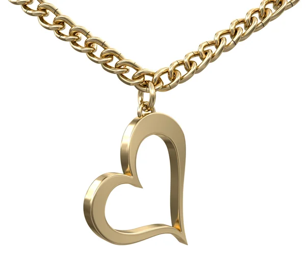 Gold heart on chain — Stock Photo, Image