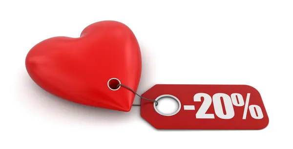 Cuore con etichetta - 20 per cento — Foto Stock