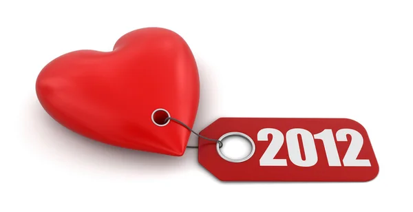 Heart with label 2012 — Stock Photo, Image