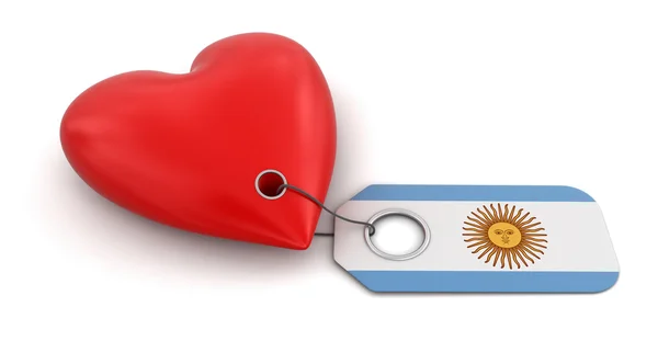 Corazón con bandera de Argentina — Foto de Stock