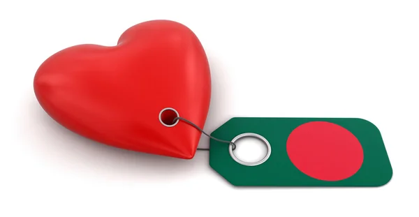 Heart with Bangladesh flag — Stock Photo, Image