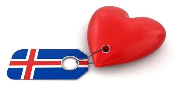 Serce z flaga Islandii — Zdjęcie stockowe