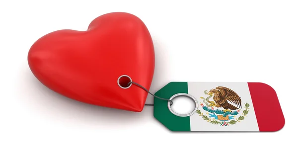 Coração com bandeira mexicana — Fotografia de Stock