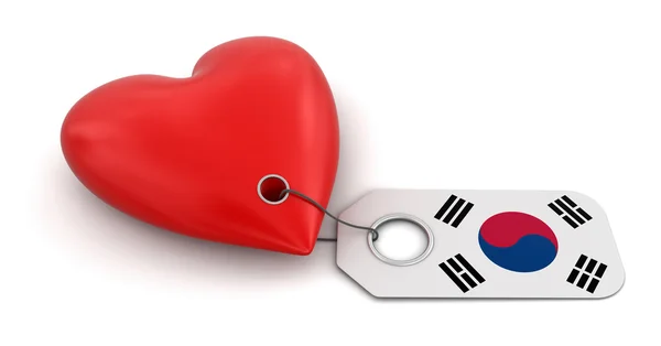 Corazón con bandera de Corea del Sur —  Fotos de Stock