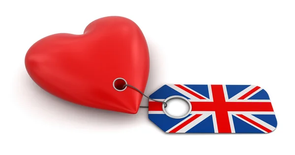 Heart with UK flag — Stock Photo, Image