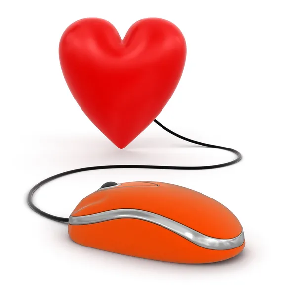 Cuore con mouse per computer — Foto Stock