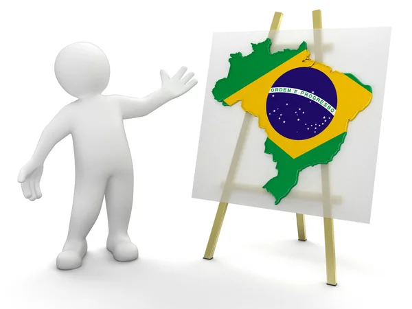 Man en Braziliaanse kaart — Stockfoto
