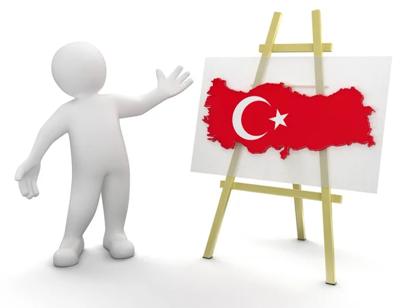 Man and Turkish map — Stock Photo, Image