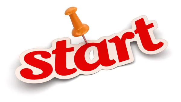 Push pins en start — Stockfoto